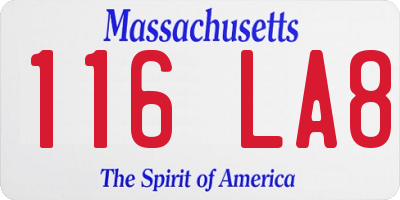 MA license plate 116LA8