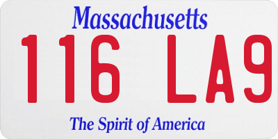 MA license plate 116LA9