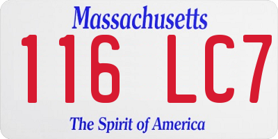 MA license plate 116LC7