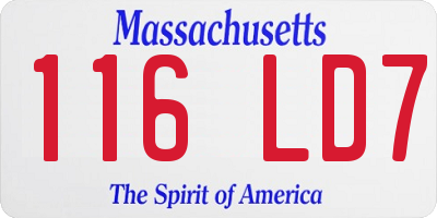MA license plate 116LD7