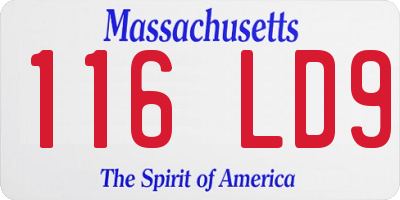 MA license plate 116LD9