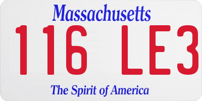 MA license plate 116LE3