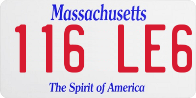 MA license plate 116LE6