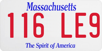 MA license plate 116LE9