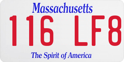 MA license plate 116LF8