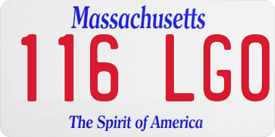 MA license plate 116LG0
