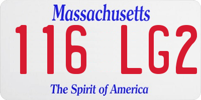 MA license plate 116LG2