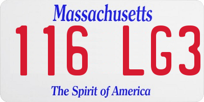 MA license plate 116LG3