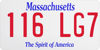 MA license plate 116LG7