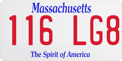 MA license plate 116LG8