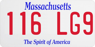 MA license plate 116LG9