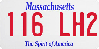 MA license plate 116LH2