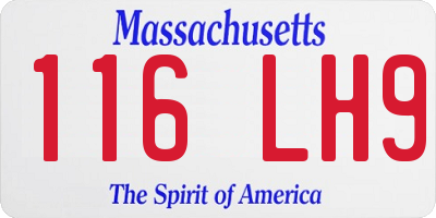 MA license plate 116LH9