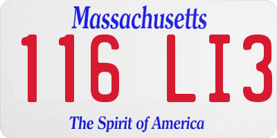 MA license plate 116LI3