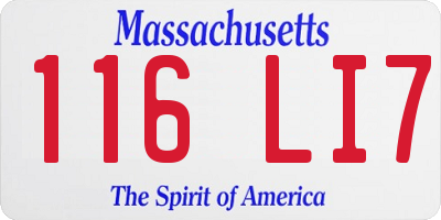 MA license plate 116LI7