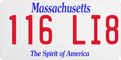 MA license plate 116LI8