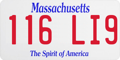 MA license plate 116LI9