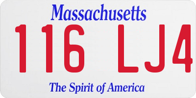 MA license plate 116LJ4