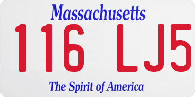 MA license plate 116LJ5