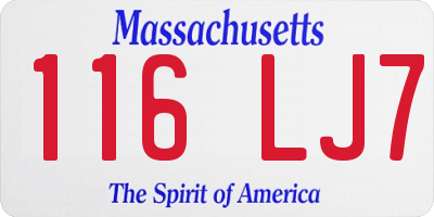 MA license plate 116LJ7
