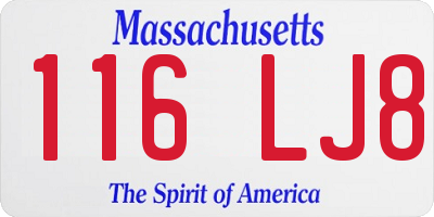 MA license plate 116LJ8
