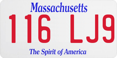 MA license plate 116LJ9