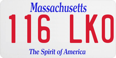MA license plate 116LK0