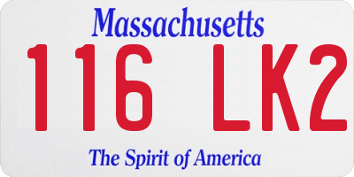 MA license plate 116LK2