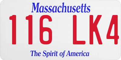 MA license plate 116LK4