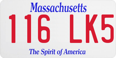 MA license plate 116LK5