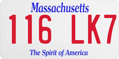 MA license plate 116LK7