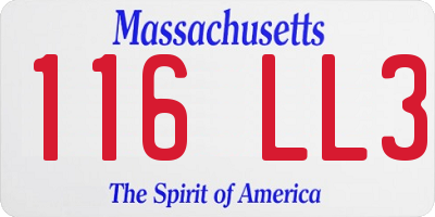 MA license plate 116LL3