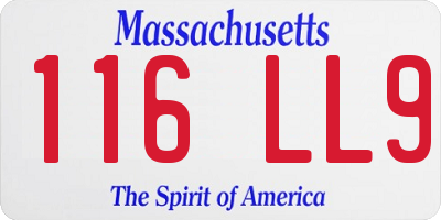 MA license plate 116LL9