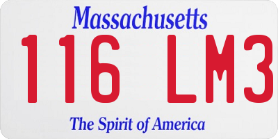 MA license plate 116LM3
