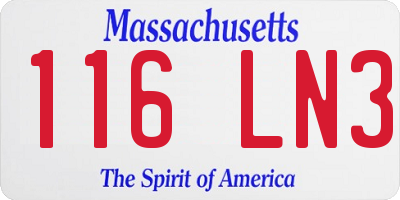 MA license plate 116LN3