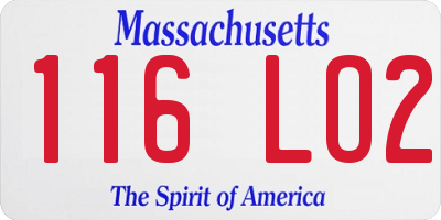 MA license plate 116LO2