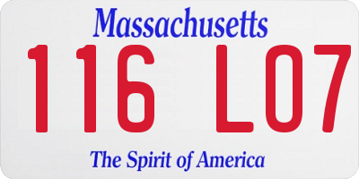 MA license plate 116LO7
