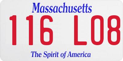 MA license plate 116LO8