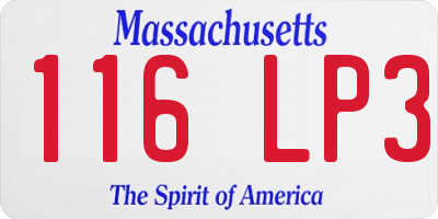 MA license plate 116LP3