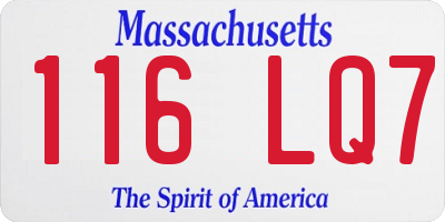 MA license plate 116LQ7