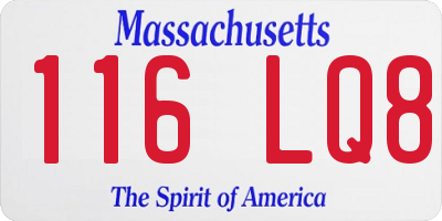 MA license plate 116LQ8