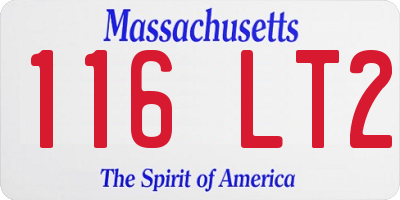 MA license plate 116LT2