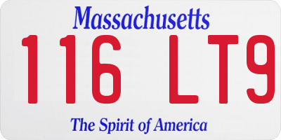 MA license plate 116LT9
