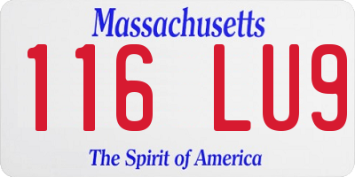 MA license plate 116LU9
