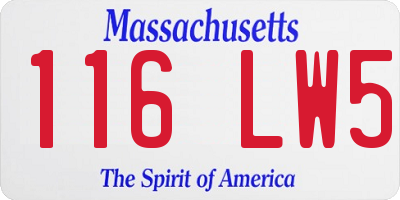 MA license plate 116LW5