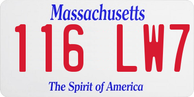 MA license plate 116LW7