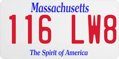 MA license plate 116LW8