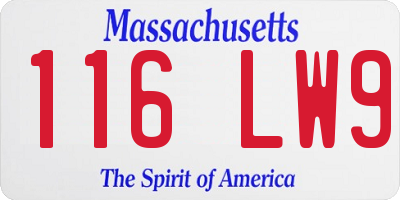 MA license plate 116LW9
