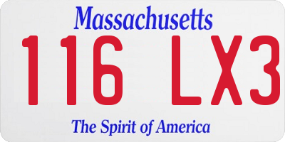 MA license plate 116LX3