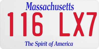 MA license plate 116LX7